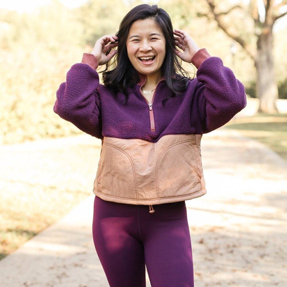EU Fabletics Mallory Fleece Half Zip Purple Pullover Jacket